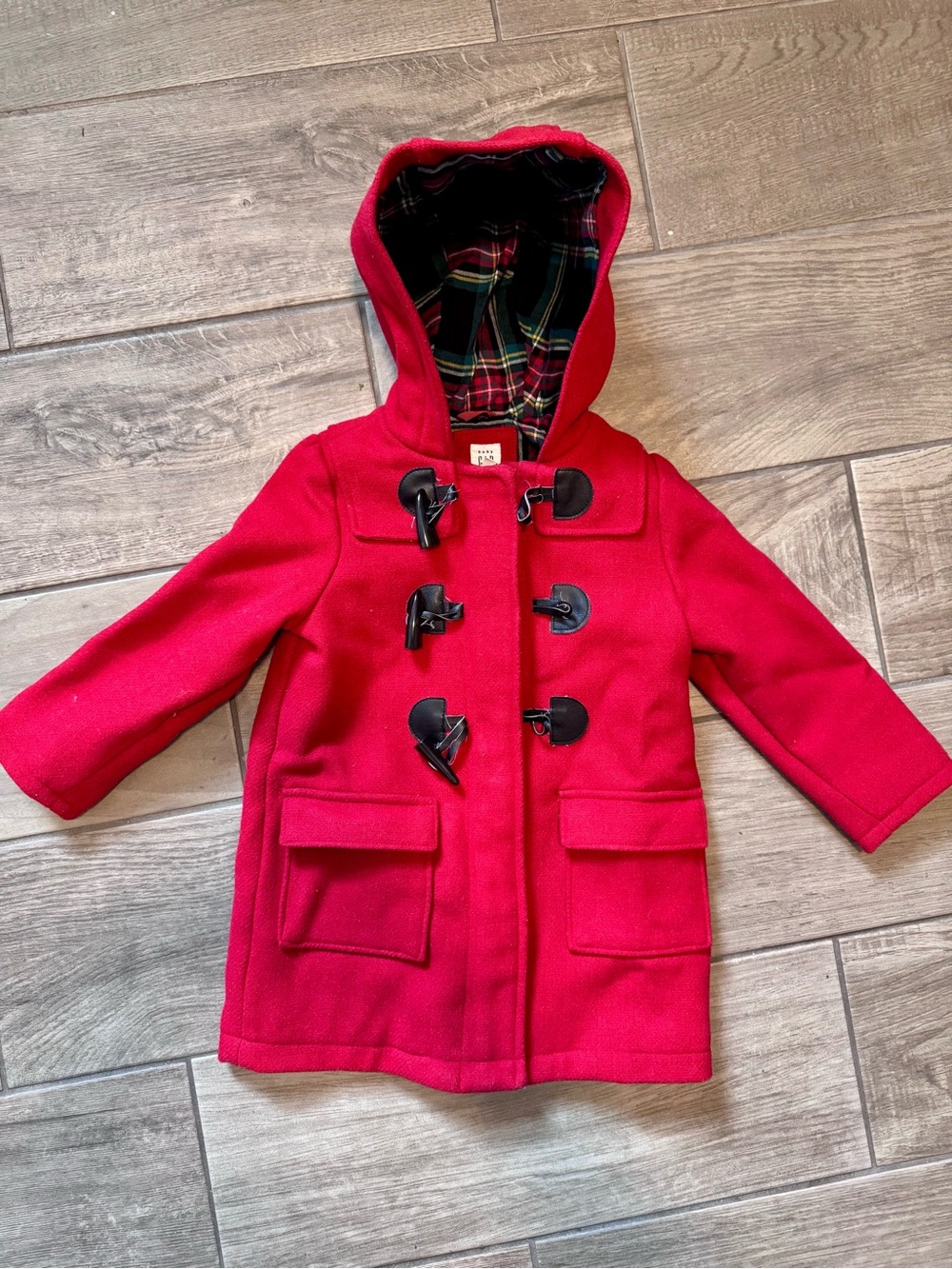 GAP Kids Red Hooded Toggle Pea Coat